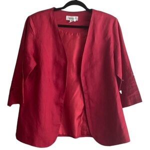 Lino Usa Women’s 100% Linen Red Blazer Suit Jacket Top size M